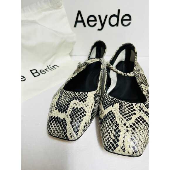 Aeyde  UMA 38.5  Mary Jane Flats Snake skin Nappa  Leather  Professional Office - Picture 1 of 11